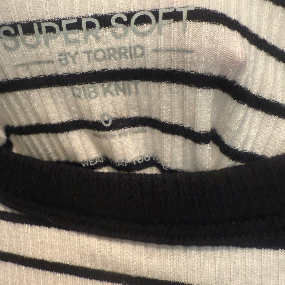 Torrid Supersoft Rib High Neck Tank - Black and White Stripes - Picture 4 of 4
